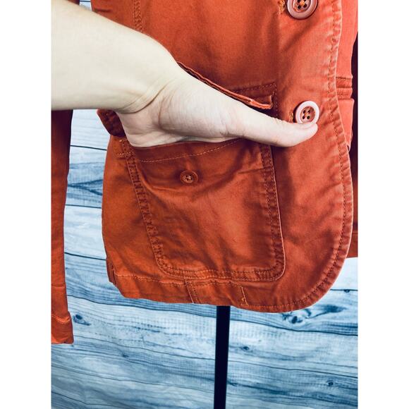Eddie Bauer Jacket Womens 2p Long Sleeve Lapel Pockets Lightweight Orange - Picture 3 of 14